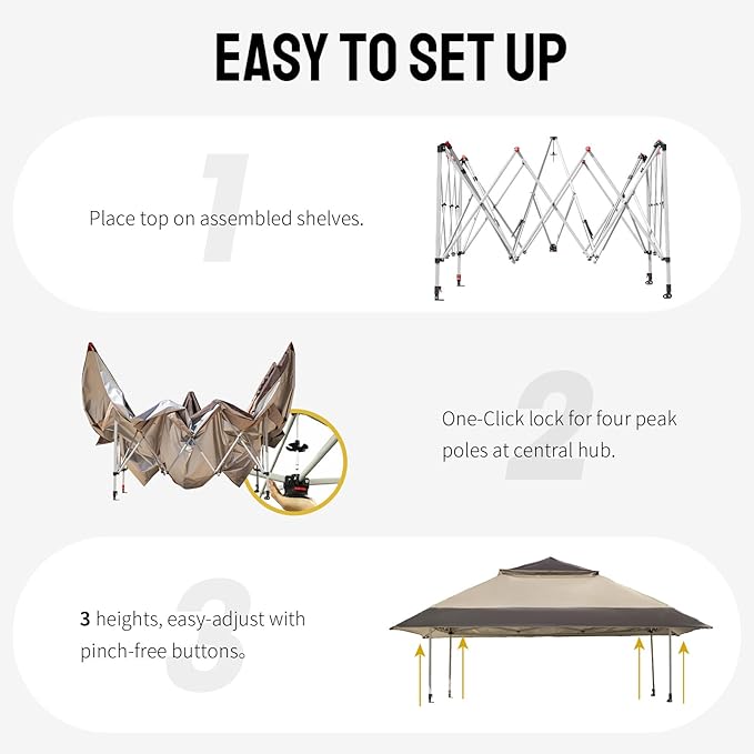 CROWN SHADES 11x11 Pop Up Gazebo, Patented One Push Outoor Canopy Tent - Image 4