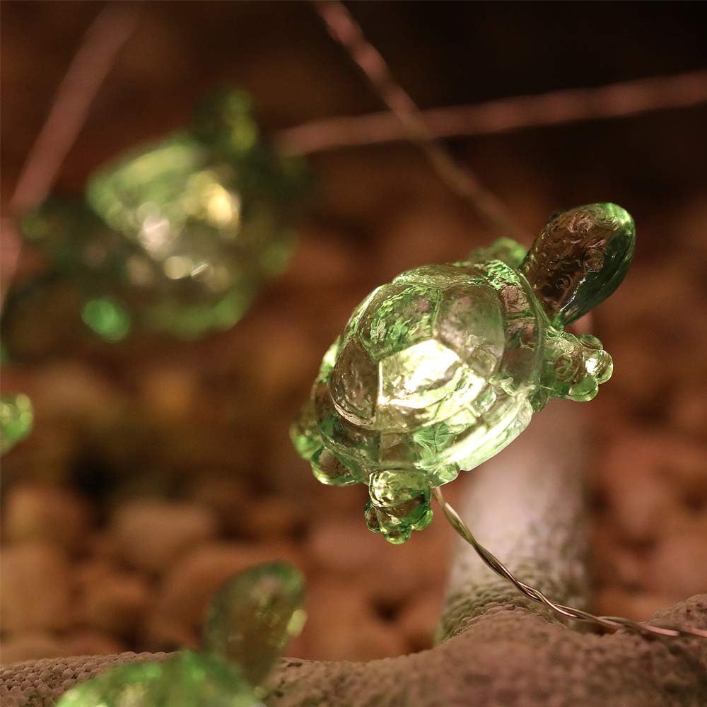 WSgift Turtle Decorative String Lights 13 Ft 40 LED Weatherproof Battery Operated 8 Modes Turtle Fairy Lights for Holiday Weddings Bedrooms Party Decorations with Remote and Timer (Warm White)