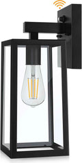 13" Dusk to Dawn Sensor Outdoor Wall Lighting, Large Waterproof Wall Sconce | Porch Lantern Fixture, E26 Socket & Glass Shade, Waterproof, Matte Black Wall Mount Lighting for Patio Front Door Entryway