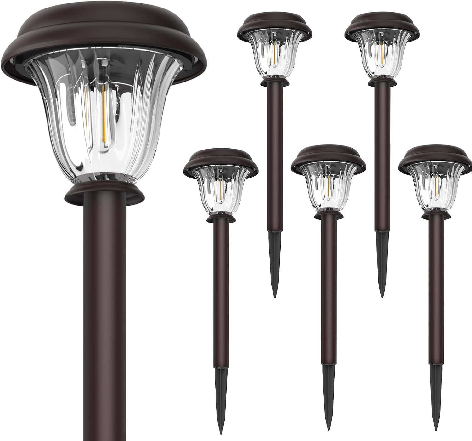 DERAYSION Solar Pathway Lights Outdoor Metal Glass Solar Lights Outdoor | Waterproof Garden Lights 1000mAh Long-Lasting Dusk to Dawn Bright Outdoor Solar Lights for Yard Landscape Path Walkway