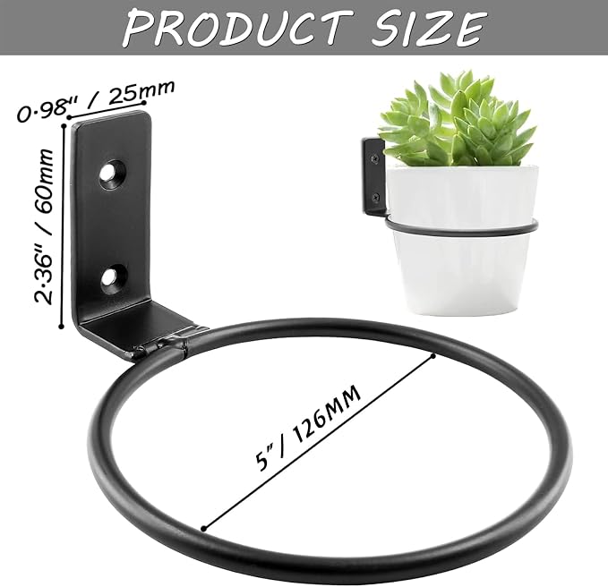 6 Pack 5 inch Flower Pot Holder Ring, Flower Pot Holder Ring Wall Mounted Set - Image 5