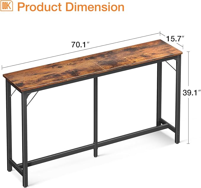 ODK 71 Inch Bar Table, Bar Height Pub Table, Counter Height Bar Table, - Image 3