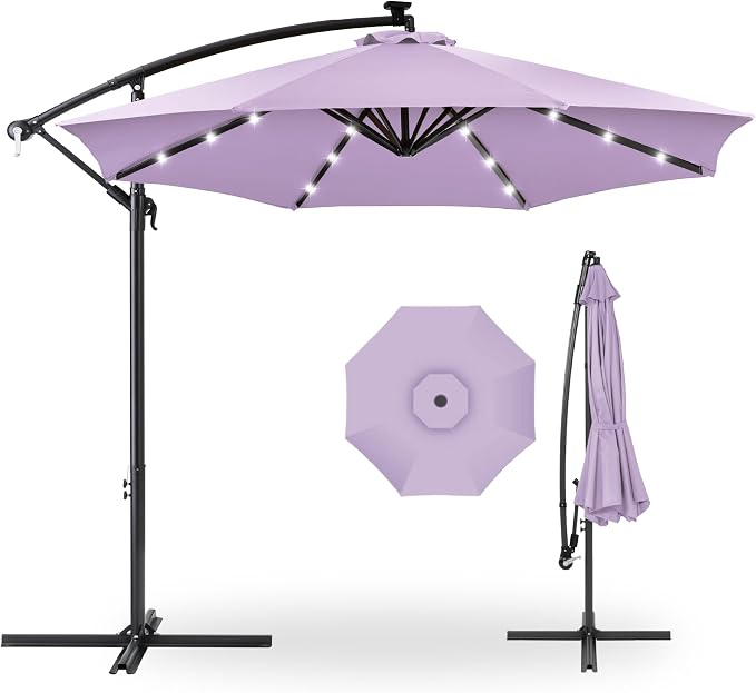 Best Choice Products 10ft Solar LED Offset Cantilever Hanging Market Patio by BestChoiceProducts