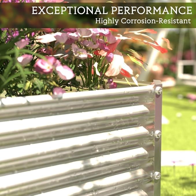 FRIZIONE 2pcs Tall 8x3x1.5ft Galvanized Raised Garden Bed Outdoor, Steel Garden - Image 5