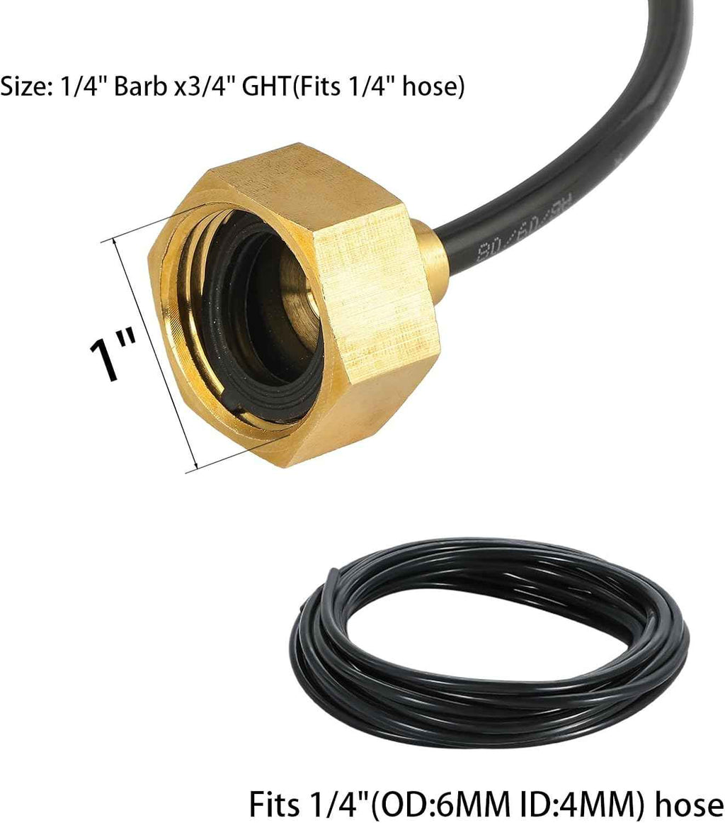3 Set Garden Hose Adapter, 3/4'' Female Thread to 1/4'' Irrigation Tubing | Brass Faucet to Hose Adapter, Drip Irrigation Hose Connectors, Mister Hose Attachment