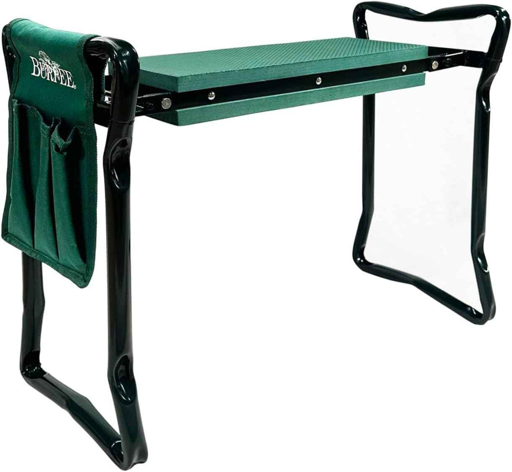 Burpee Multi-Function Garden Kneeler Seat with Padded Cushion and Detachable Tool Bag, Versatile Garden Stool with Foldable Frame, Ideal for Outdoor Gardening Enthusiasts (Green)