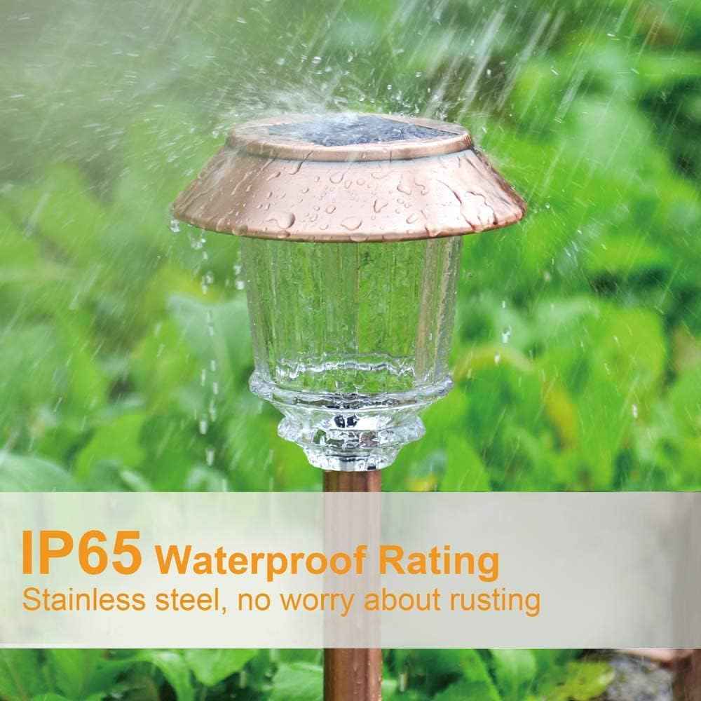 XMCOSY+ Solar Pathway Lights Outdoor - 6 Pack Solar Garden Lights, 10-40 LM Dimmable Solar Lights Outdoor Waterproof Auto On/Off IP 65 Solar Powered Landscape Lighting for Patio Walkway Driveway | Aluminum Metal Glass 40 LM Dimmable 8-12 Hours Brightne...