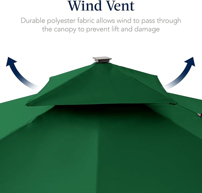 Best Choice Products 9x12ft LED Cantilever Patio Umbrella w/Base Included & - Image 7