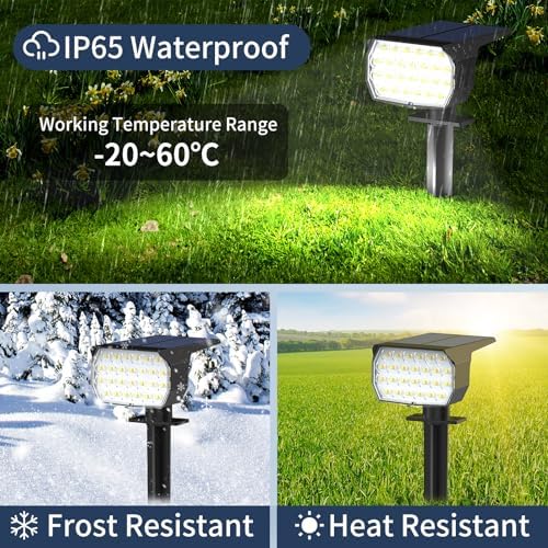 Solar Spot Lights Outdoor 12 Pack, [52 LED/ 6 Color Lighting] Solar Lights Outdoor Waterproof IP65 Dusk to Dawn Solar Powered Landscape Spotlights for Outside Yard Garden Pathway Lawn