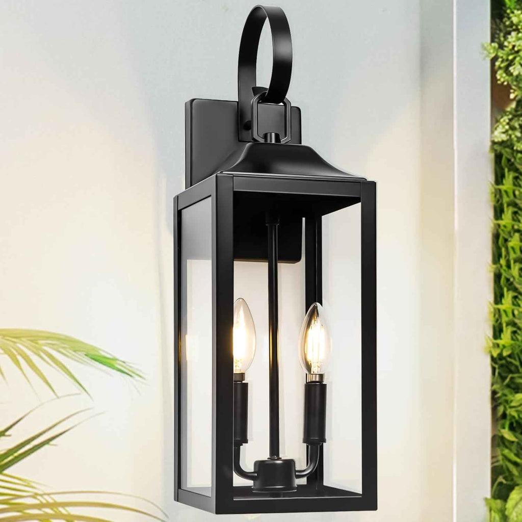 19" Large Outdoor Wall Lights, Modern Waterproof Exterior Lighting Fixtures | Anti-Rust Outdoor Porch Lights Wall Mount, Industrial Outdoor Light Fixture Farmhouse Ouside Wall Sconces, Black, 1-Pack