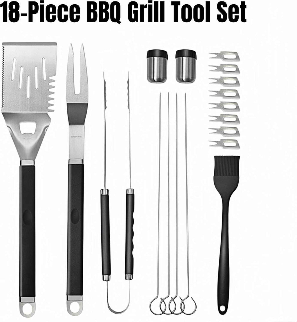 18-Piece BBQ Grill Tools Set, Heavy Duty Stainless Steel Grilling & BBQ Accessories, for Dad, for Mom, Birthday Gifts for Men, Outdoor Grill Kit with Storage Box