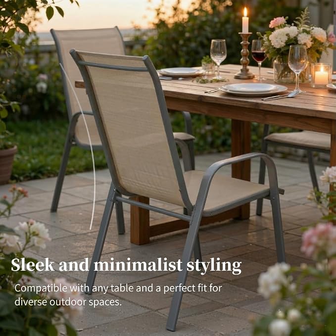 MAMIZO Patio Dining Chairs, Stackable All Weather Teslin Chair, Heavy Duty - Image 6