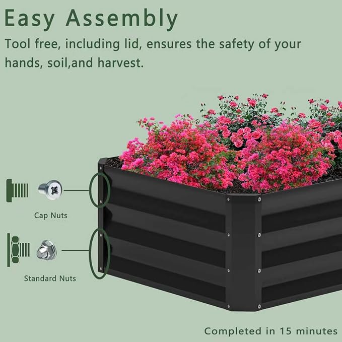 2PCS 4x2x1FT Galvanized Raised Garden Bed, Planter Raised Beds-Metal Garden Box - Image 7