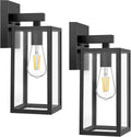 MAXvolador Outdoor Wall Light Fixtures, Exterior Waterproof Wall Lanterns | Black Porch Wall Lights, Anti-Rust, E26 Socket, Clear Glass Outside Wall Mount Sconces, Front Door Lighting for Patio, 2 Pack