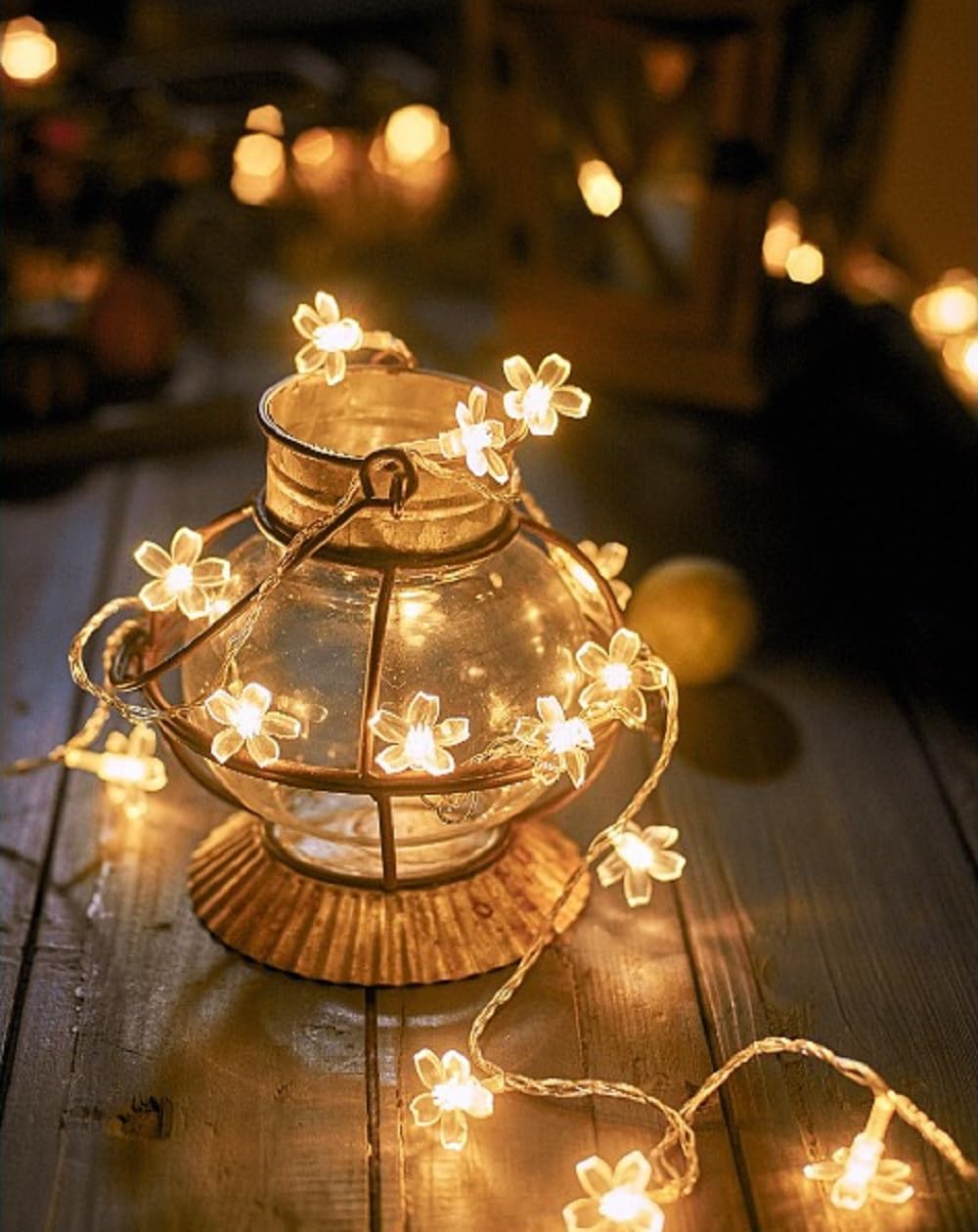 Flower String Lights Plug in, 16ft 50 LED Cherry Blossom Fairy String Lights Warm White for Party Birthday Wedding Christmas Home Decoration, WLD0008