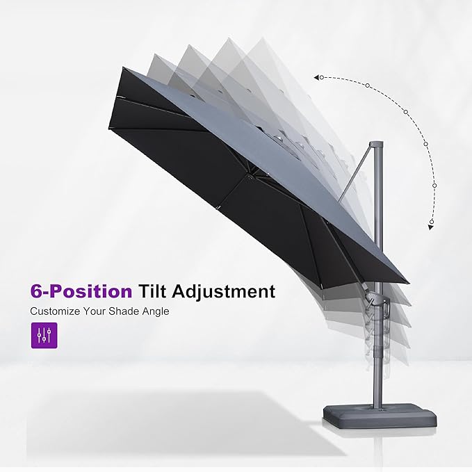 PURPLE LEAF Patio Umbrella 9' X 9' Rectangle Cantilever Umbrella Large Aluminum - Image 7