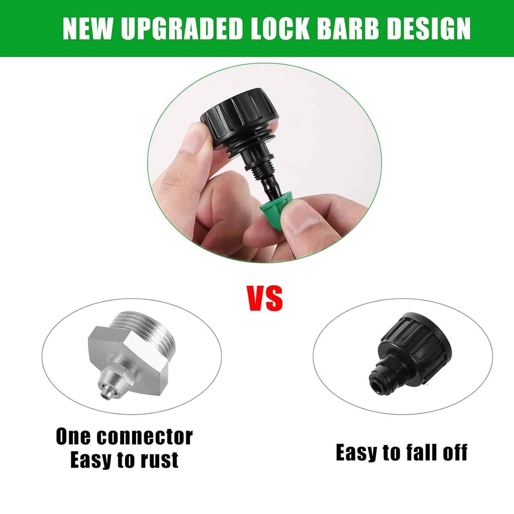 5Pcs 3/4" to 1/4" Drip Irrigation Tubing Connectors for Garden Hose | Lock Barbed Design, 3/4 Us Standard GHT Thread, High Quality, Durable Construction, Easy Installation, Versatile Use