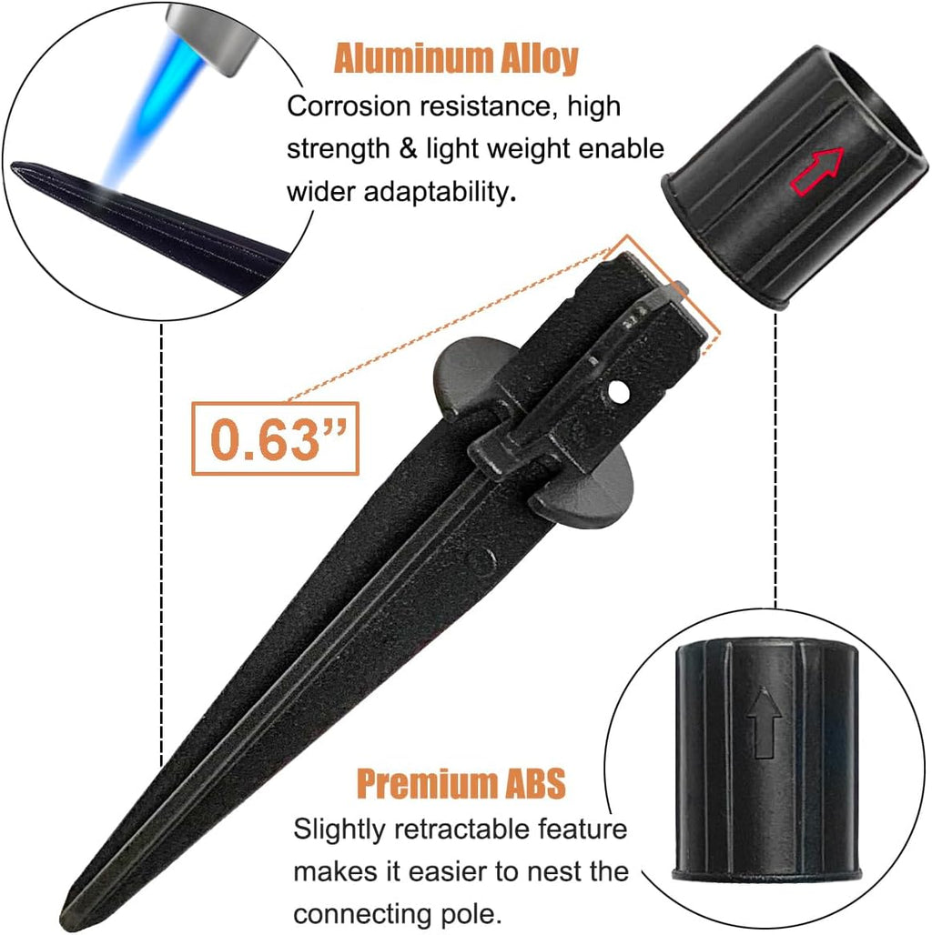 Metal Replacement Stakes for Solar Lights 3/4 inch (0.78" Actual), 6 Pack | Optimized Ground Anchoring Ensures Stability. Weather-Resistant Finish Prevents Corrosion. Perfect for Pathway & Landscape.