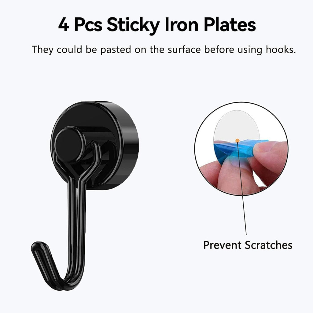 Tohoer Magnetic Hooks, Neodymium Magnets Hook Heavy Duty 30LBS Rust Proof | for Refrigerator, Oven, Grill, BBQ, Key, Tools Holder, Utensil, Kitchen, Outdoor, Magnet for Hanging Wreaths