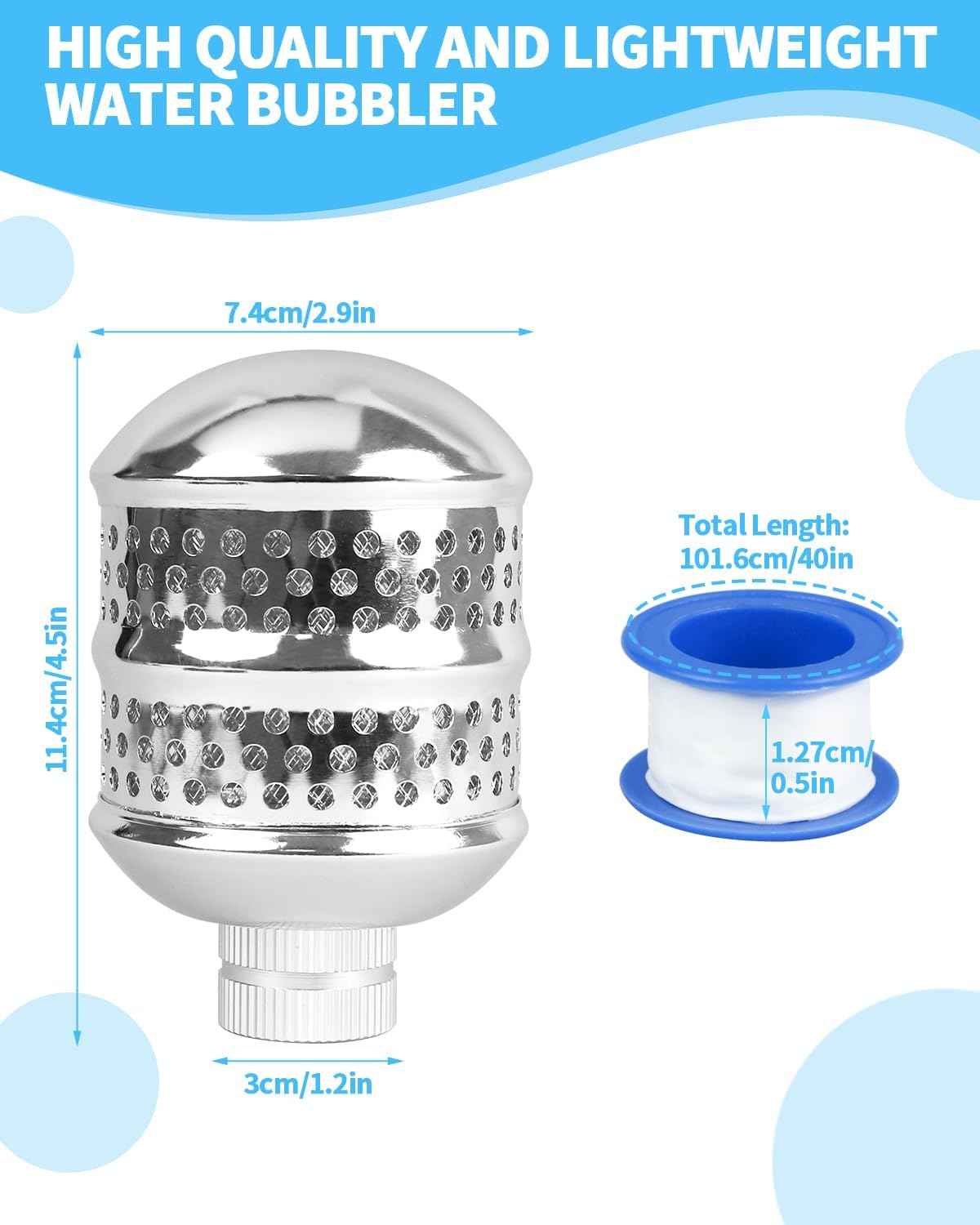 Bubbler Sprinkler Head, 3/4 Inch Internal Thread Rustproof Aluminum Diffuser Flood Nozzle for Yard, Vegetable Garden Plants, Gentle Watering Soaker with 40 Inch Tape, Ideal for Shrubs and Flowers