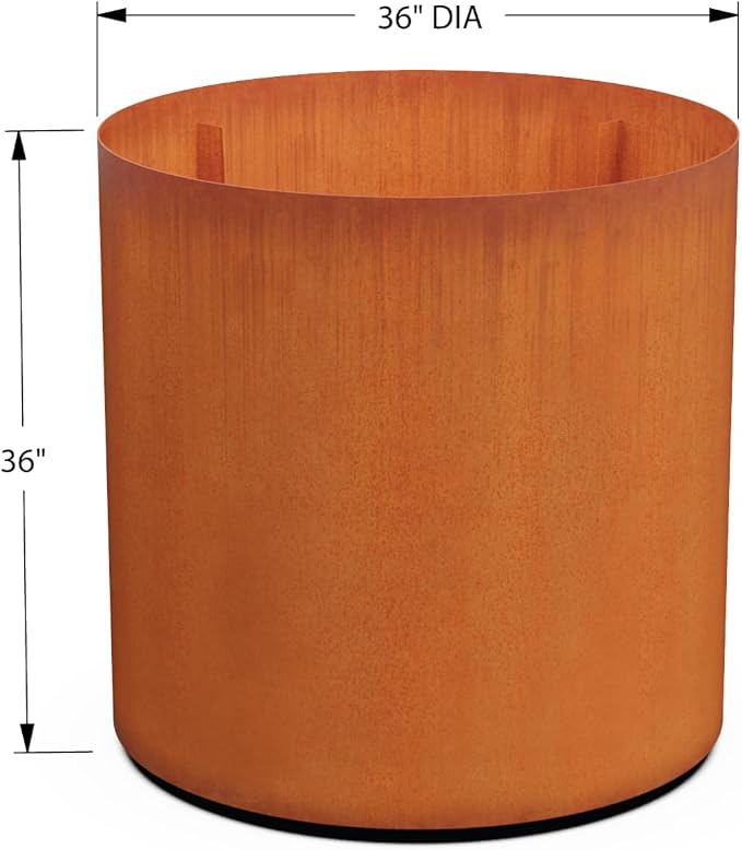 PLANTERCRAFT Corten Steel Metal Planter Box, Round Sizes, Modern Garden Steel - Image 5