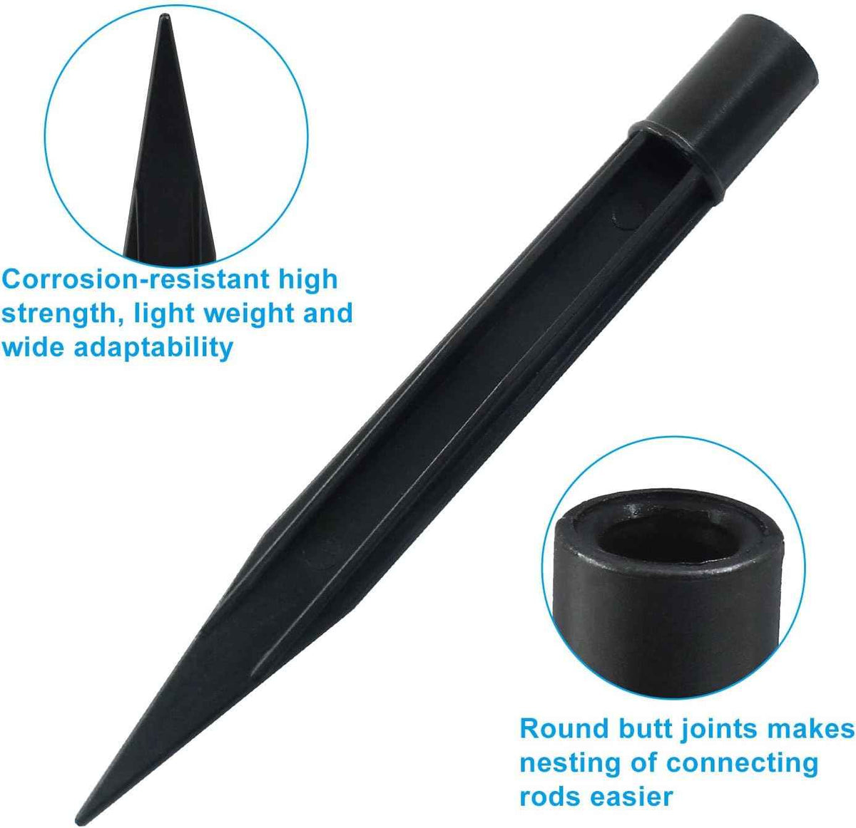 12Pcs Solar Lights Spikes, 8.25 Inch Torch Stake | Plastic Lights Replacement Stakes, For Garden Lights Landscape Yard Pathway Patio Lamps Pole, Inside Diameter 0.85 Inches