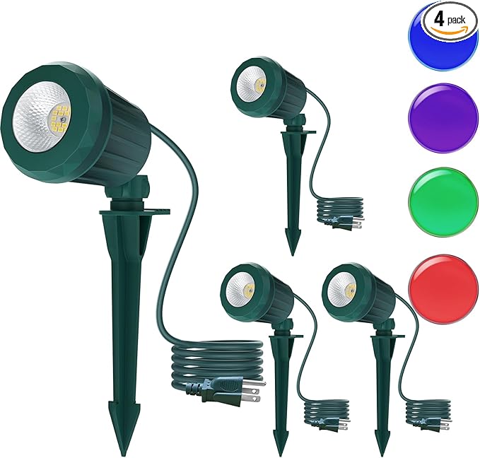 Spotlight Outdoor – 120V Plug-In, 6500K Cool White LED Landscape Lighting by Holeva