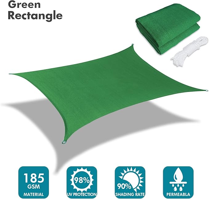 KANAGAWA 16'X18' Dark Green Custom Size Sun Shade Sail Rectangle UV Block - Image 2