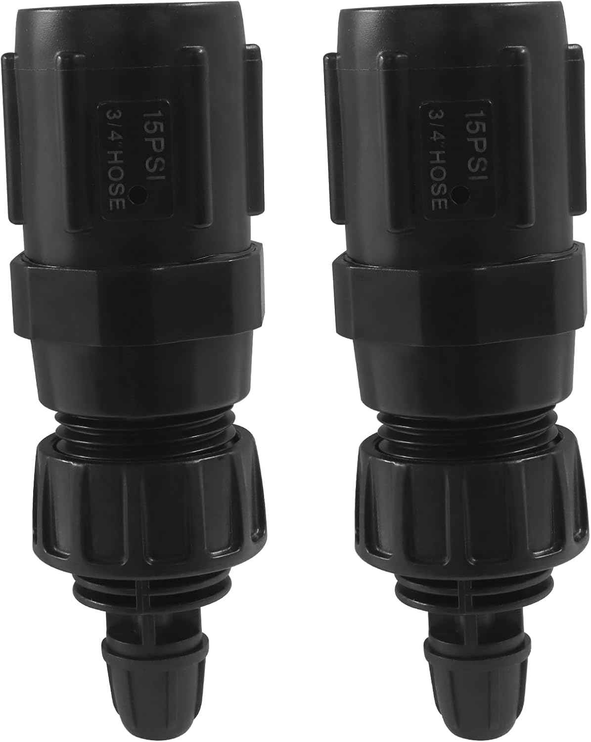 15PSI Drip Irrigation Faucet Adapter Kit | 2pcs 3/4" FHT x 3/4" MHT Pressure Regulator, 2pcs 1/4 Inch Tubing Adapter, 1 Roll Plumbing Tape, Efficient Garden Watering