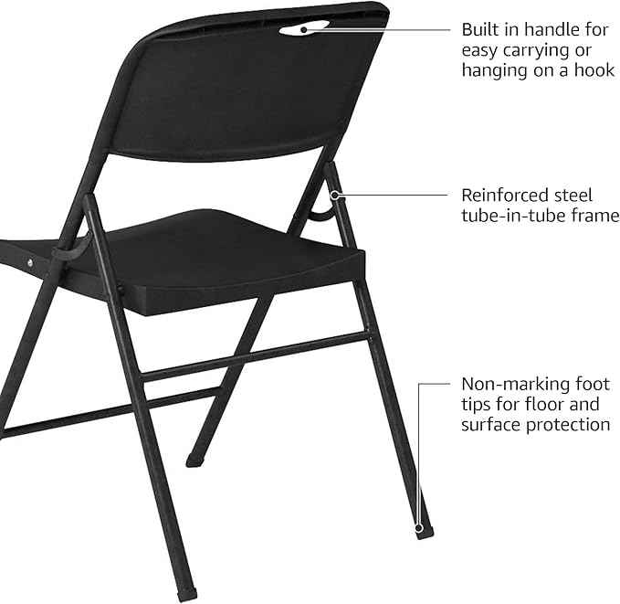 Amazon Basics Sturdy Foldable Plastic Chair, 350-Pound Capacity