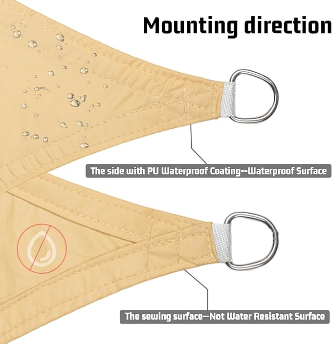 LOVE STORY Right Triangle 8'x10'x12.8' Waterproof Sun Shade Sail Canopy UV Block - Image 4