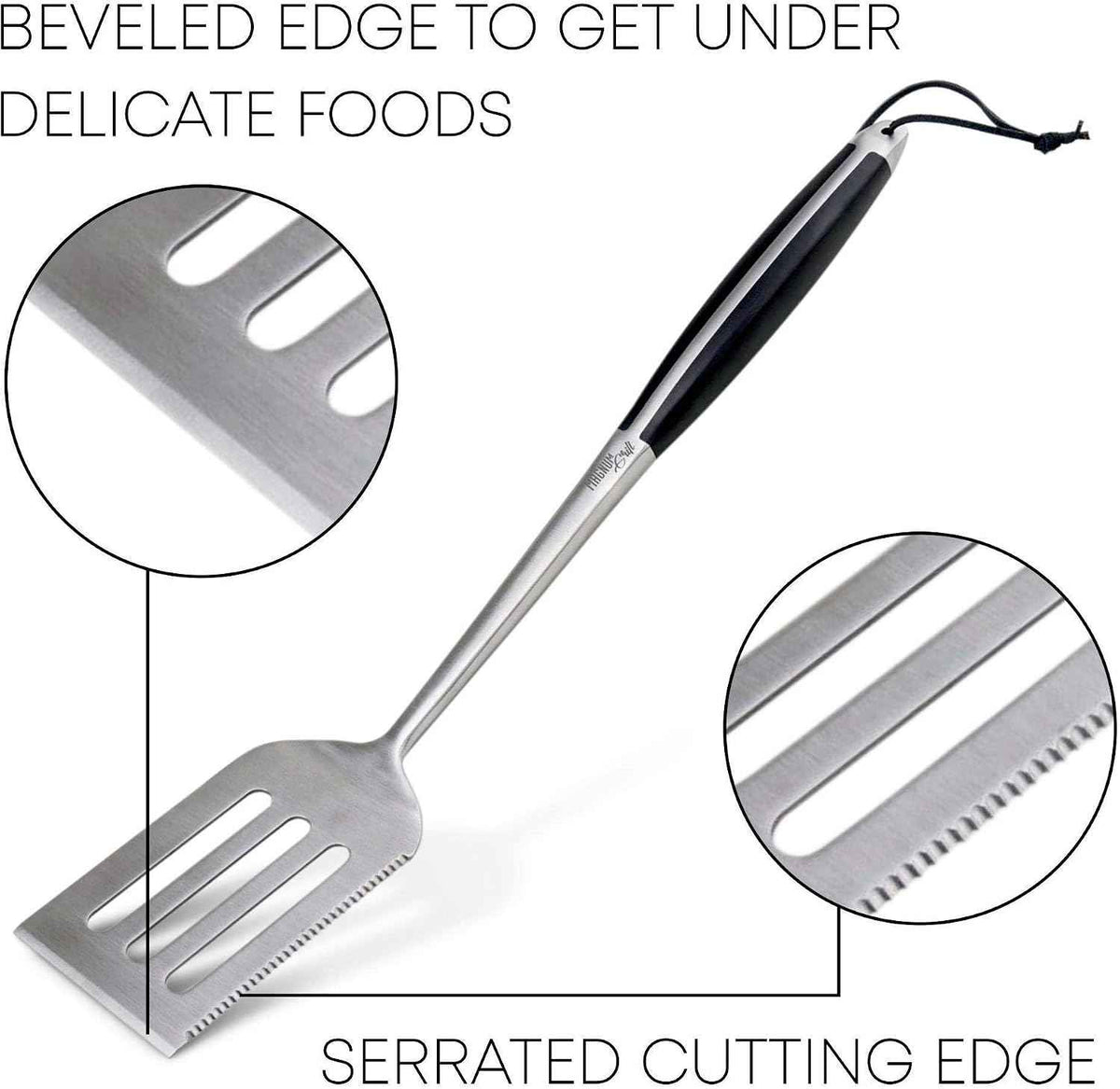 BBQ Tools | 18" Tongs & Spatula | Grill Mat | 2 Magnetic Hooks | Heavy-Duty Metal Tongs and Spatula, 2 Strong Magnetic Hooks for Grill-Side Hanging, Reusable BBQ Grill Mat