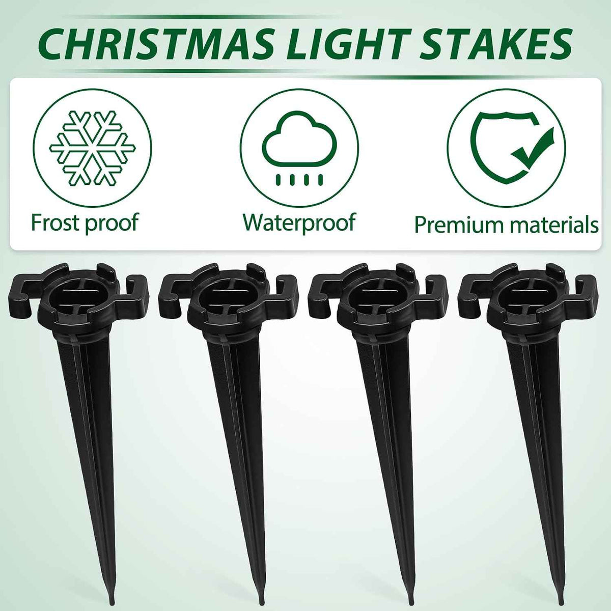 Plastic Light Stakes 50Pack, 4.5 Inch Christmas Yard Stakes for C7 C9 Christmas Lights Outdoor, Universal Christmas Light Stakes for Outdoor Holiday Lights on Pathway, Lawn, Driveway, Garden
