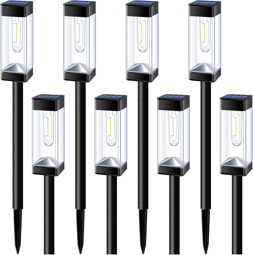 Solar Pathway Lights Outdoor Waterproof Landscape Lighting 8 Pack | Solar Lights Outdoor for Yard Driveway Garden Walkway Lawn Path Decor, Auto On/Off, LED Bright Tungsten Filament Bulb