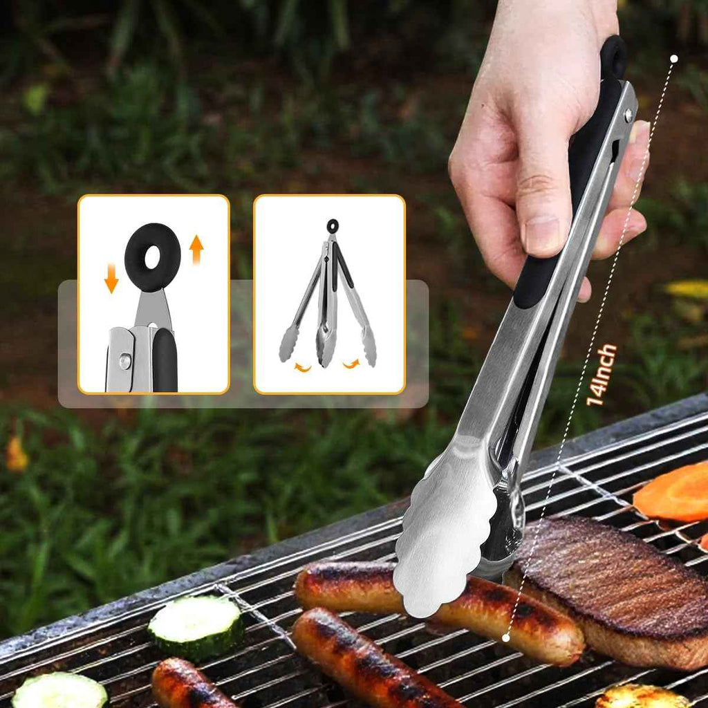 BBQ Grill Tool Set BBQ Grilling Accessories Set 8PC Barbecue Grill Tools Utensils Set for Outdoor with Spatula, Fork, Brush, Tongs, Seasoning Bottle Grilling Gifts for Men Dad