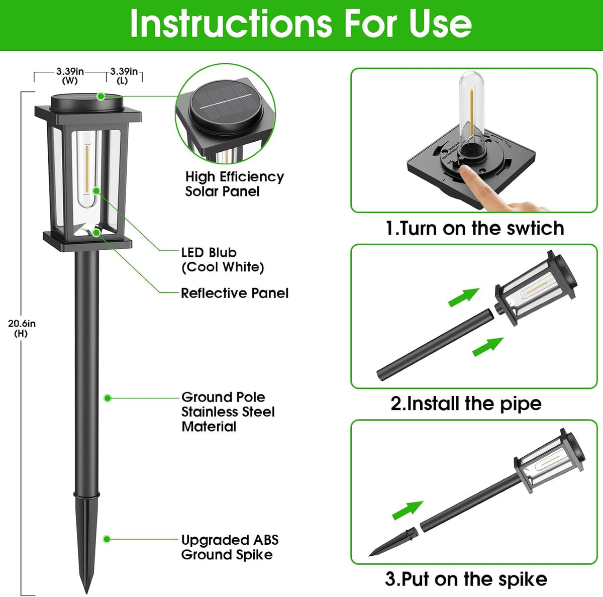 Melunar Solar Pathway Lights Outdoor, 8 Pack Solar Powered Garden Lights Waterproof, Auto On/Off Outdoor Landscape Lights for Patio, Walkway, Driveway, Lawn, Pool Decor. (Warm White)