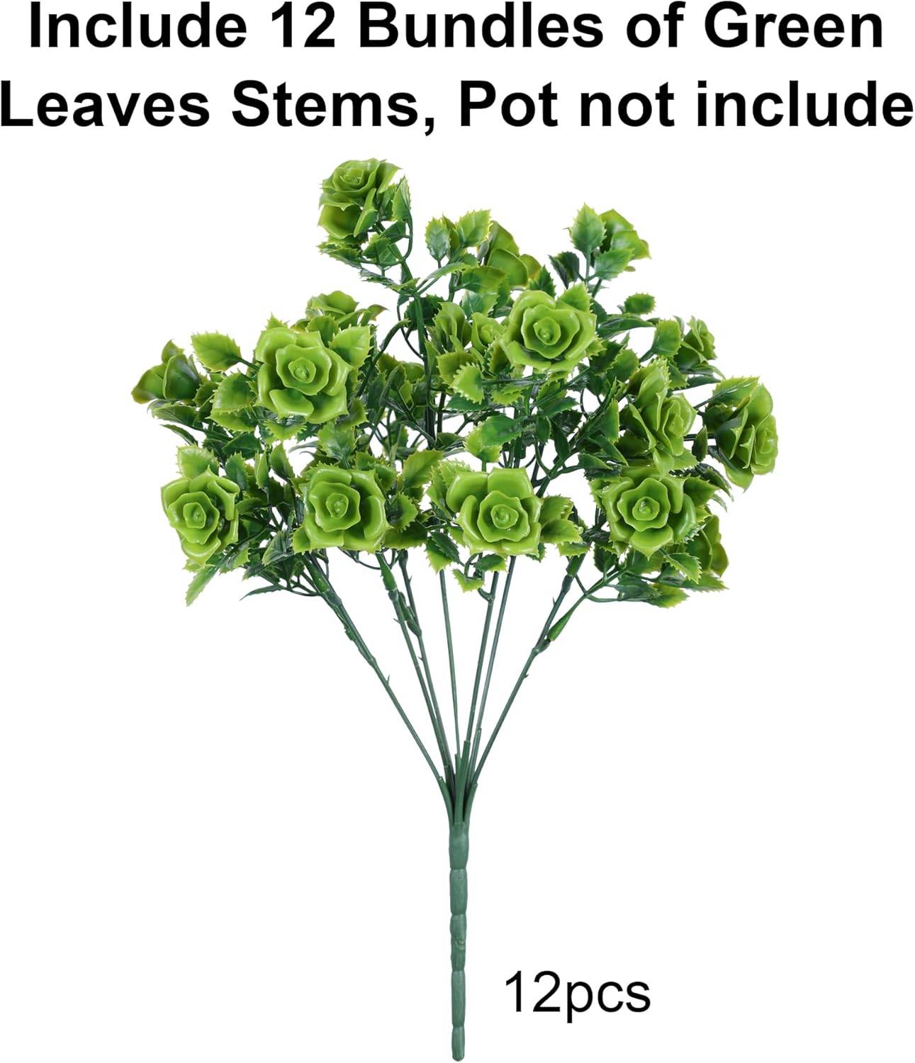 HyeFlora Artificial Plants for Outdoors Outside Spring Summer Decoration, 12 Bundles Faux Green Plastic Leaves Stems Bulk Fake Greenery Look Real UV Resistant for Home Porch Patio Planter Yard Wedding