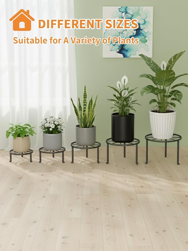 5 Pack Metal Potted Plant Stand Small Short Flower Pot Holder - Image 7