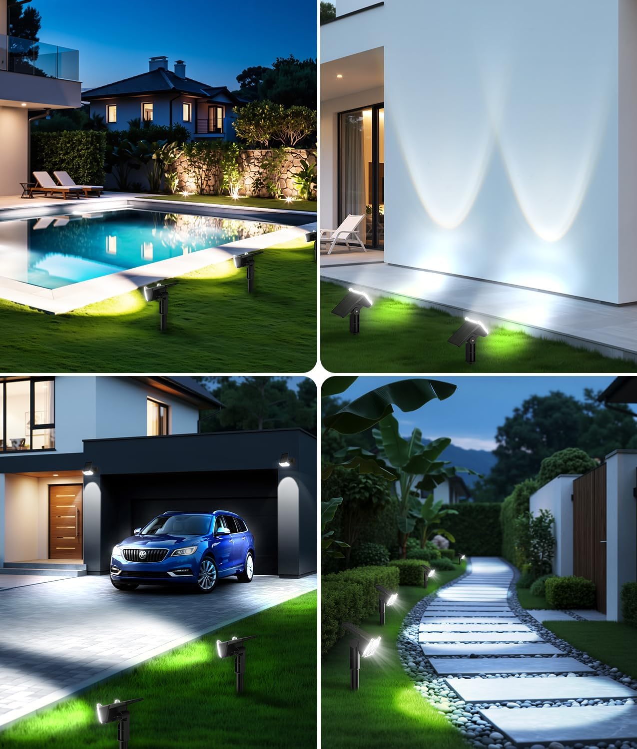 LETMY Solar Lights Outdoor Waterproof IP65, 6 Pack Solar Spot Lights Outdoor With 14 Big LEDs, 2-in-1 Wall Lights & 2 Modes Solar Powered Landscape Spotlights for Garage Pathway Yard Decor Garden Gift