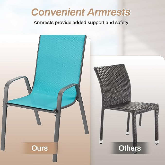 TLSUNNY Patio Chairs, Stackable Textilene Outdoor Dining Furniture - Image 8