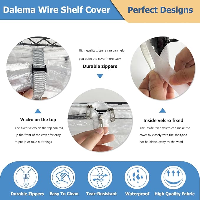 Waterproof Shelf Cover, Durable Dustproof Storage Wire Rack Covers, Outdoor - Image 7