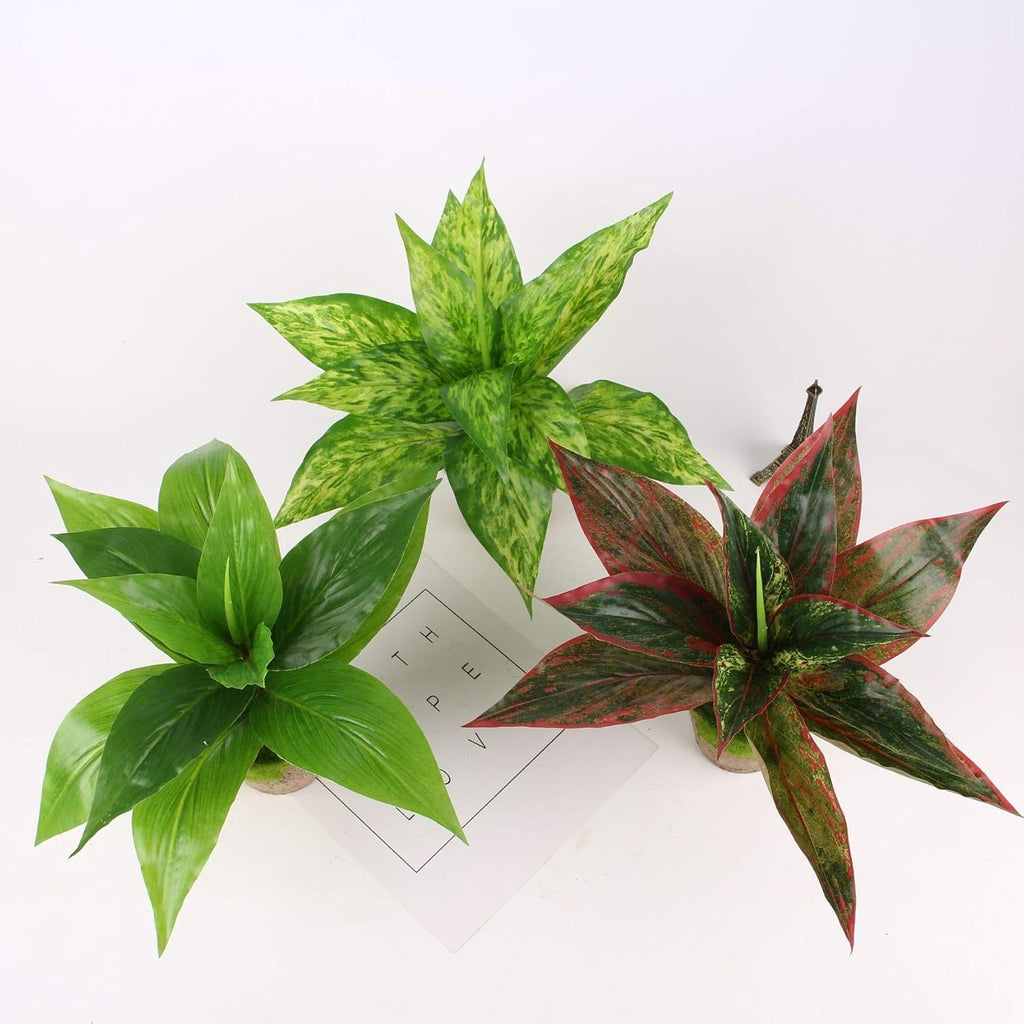 CATTREE Fake Plants Artificial Plant Outdoor Shrubs Faux Grass Plastic Leaves Greenery Bushes Home Garden Wedding Party Decorations Indoor Office Yard UV Resistant Planter Filler Red 2 Pack