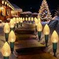 Upgraded 2 in 1 20-Pack Solar Christmas C9 Strawberry Lights Outdoor Christmas Decorations, 8 Modes Waterproof Solar Xmas Lights for Outsdie Garden Yard Front Porch Pathway Cemetery Decor