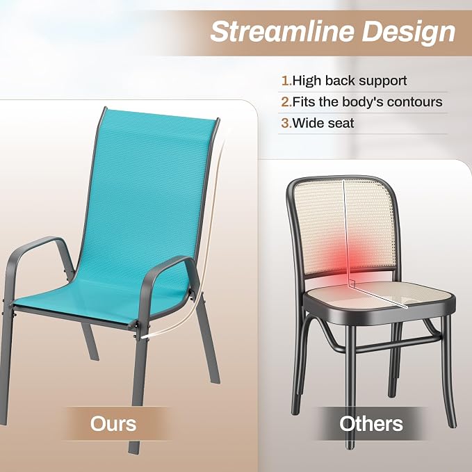 TLSUNNY Patio Chairs, Stackable Textilene Outdoor Dining Furniture - Image 9