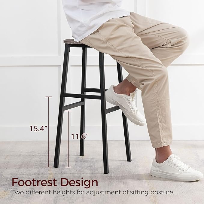 Bar Stools, 28 Inch Kitchen Breakfast Bar Stools, Industrial Stools, Easy - Image 5