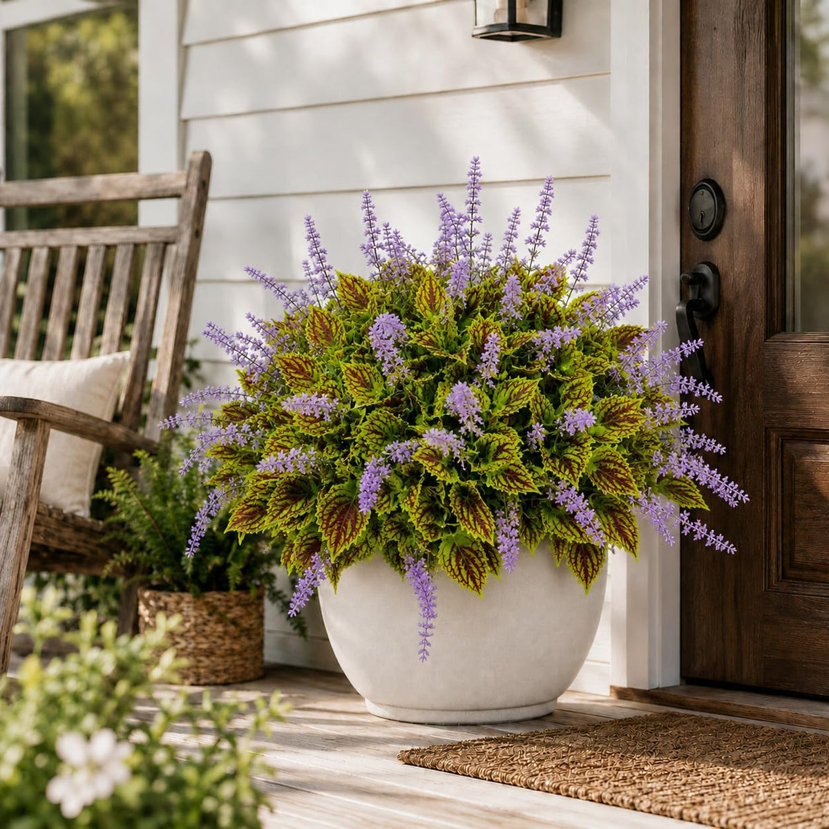 Artificial Coleus Flowers, 6 Faux Plants for Outdoor Planters -Green | Realistic Coleus Leaf Texture UV-Resistant for Outdoor Use Lush and Full Appearance No Watering or Maintenance Required