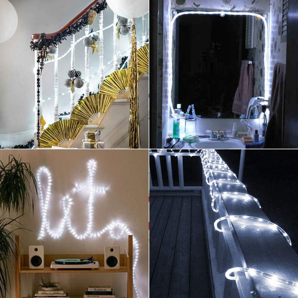 Brizled Cool White Rope Lights Connectable, 18ft 216 LED Rope Light Outdoor | 120V ETL Certificated Plugin Christmas Tube Light; Indoor Outdoor Clear PVC Tube Waterproof for Tree Patio Xmas Camping Decor
