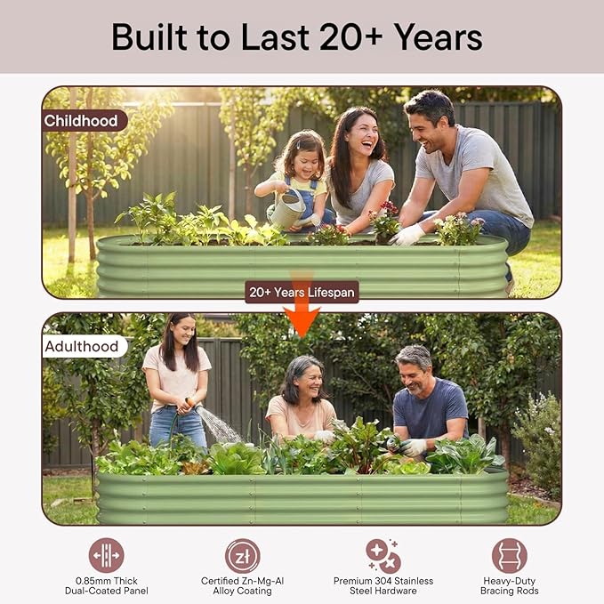 10-Pack 18” Tall Galvanized Raised Garden Beds – Compact Backyard Garden Layout - Image 8