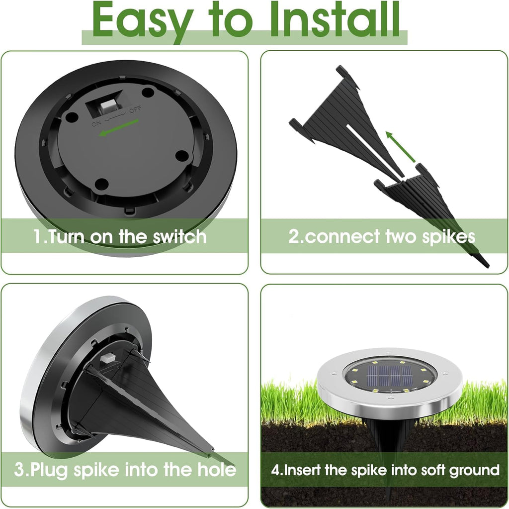 INCX 4.6 inch Solar Lights Outdoor Waterproof,12 Pack Solar Lights for Outside, Solar Garden Lights Landscape Lighting for Patio Pathway Lawn Yard Deck Driveway Walkway, Warm White | 8 LEDs, 600mAh Ni-MH battery, 8-10 hr runtime, stainless steel and AB...