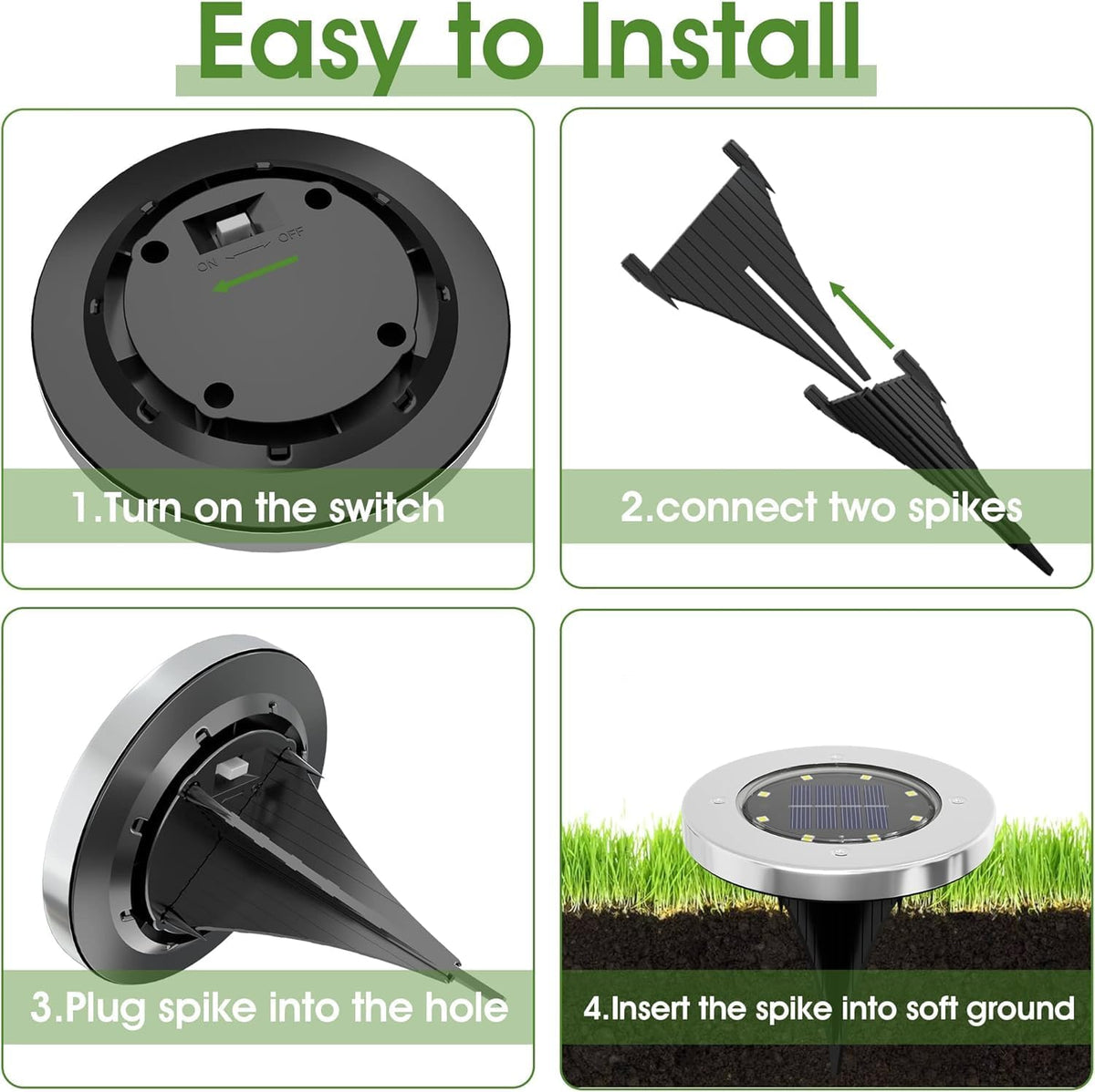 INCX 4.6 inch Solar Lights Outdoor Waterproof,12 Pack Solar Lights for Outside, Solar Garden Lights Landscape Lighting for Patio Pathway Lawn Yard Deck Driveway Walkway, Warm White | 8 LEDs, 600mAh Ni-MH battery, 8-10 hr runtime, stainless steel and AB...